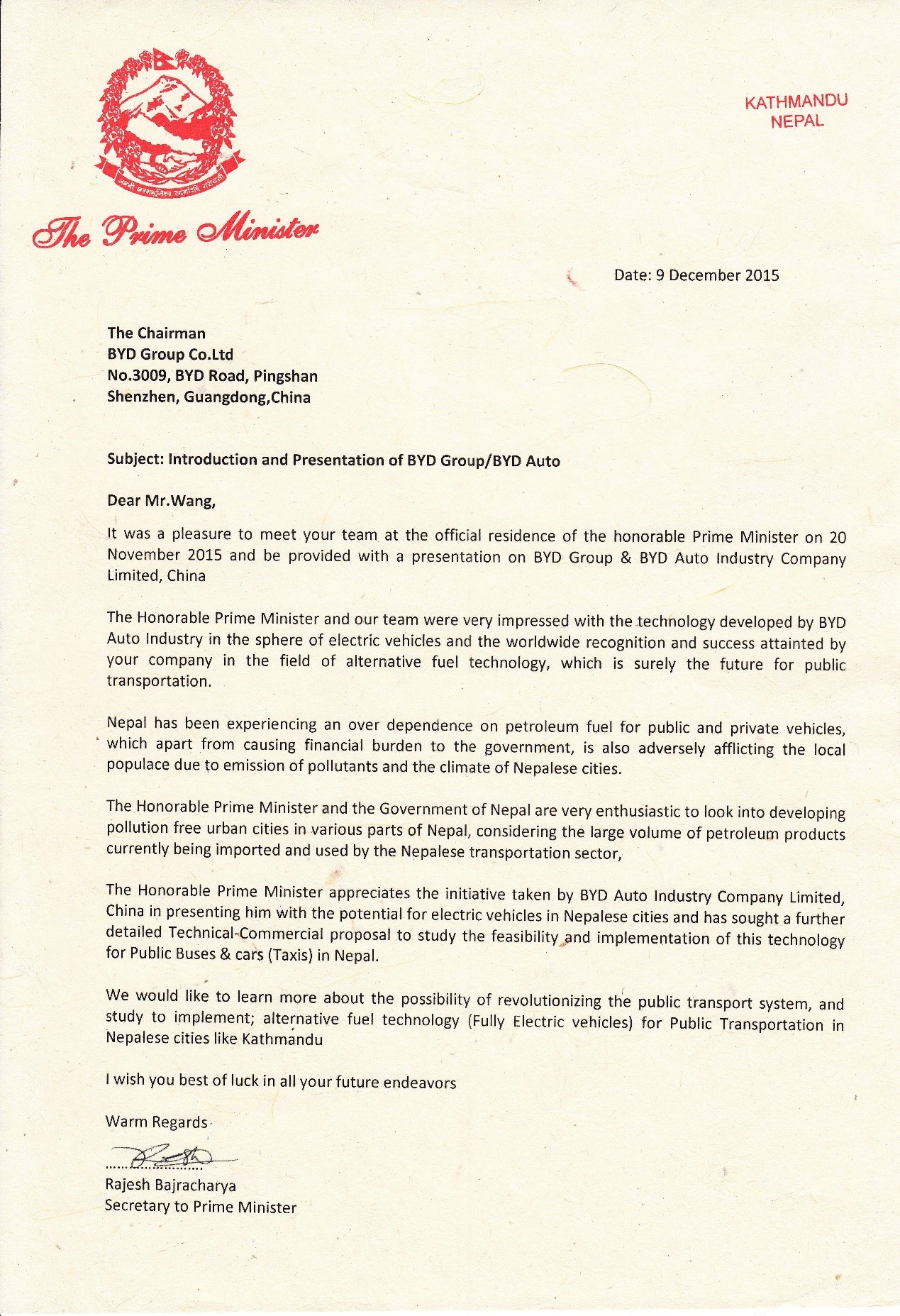 迎接C6“入住”,选用e6为座驾,尼泊尔总理:我就是比亚迪的代言人! - 第7张 - 提加商用车网 迎接C6“入住”,选用e6为座驾,尼泊尔总理:我就是比亚迪的代言人! - 第7张