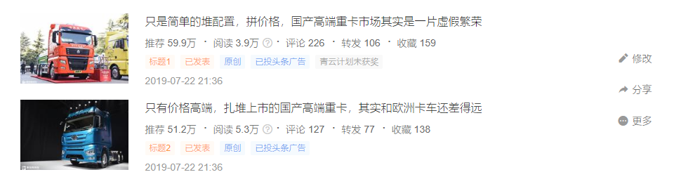 解放JH6家庭版获百万关注，国内高端重卡市场是虚假繁荣？提加一周好文推荐 - 第4张