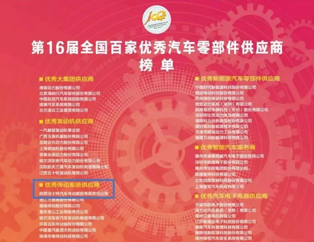 “全国百家优秀汽车零部件供应商”榜单揭晓,法士特再获优秀称号 - 第2张 - 提加商用车网 “全国百家优秀汽车零部件供应商”榜单揭晓,法士特再获优秀称号 - 第2张