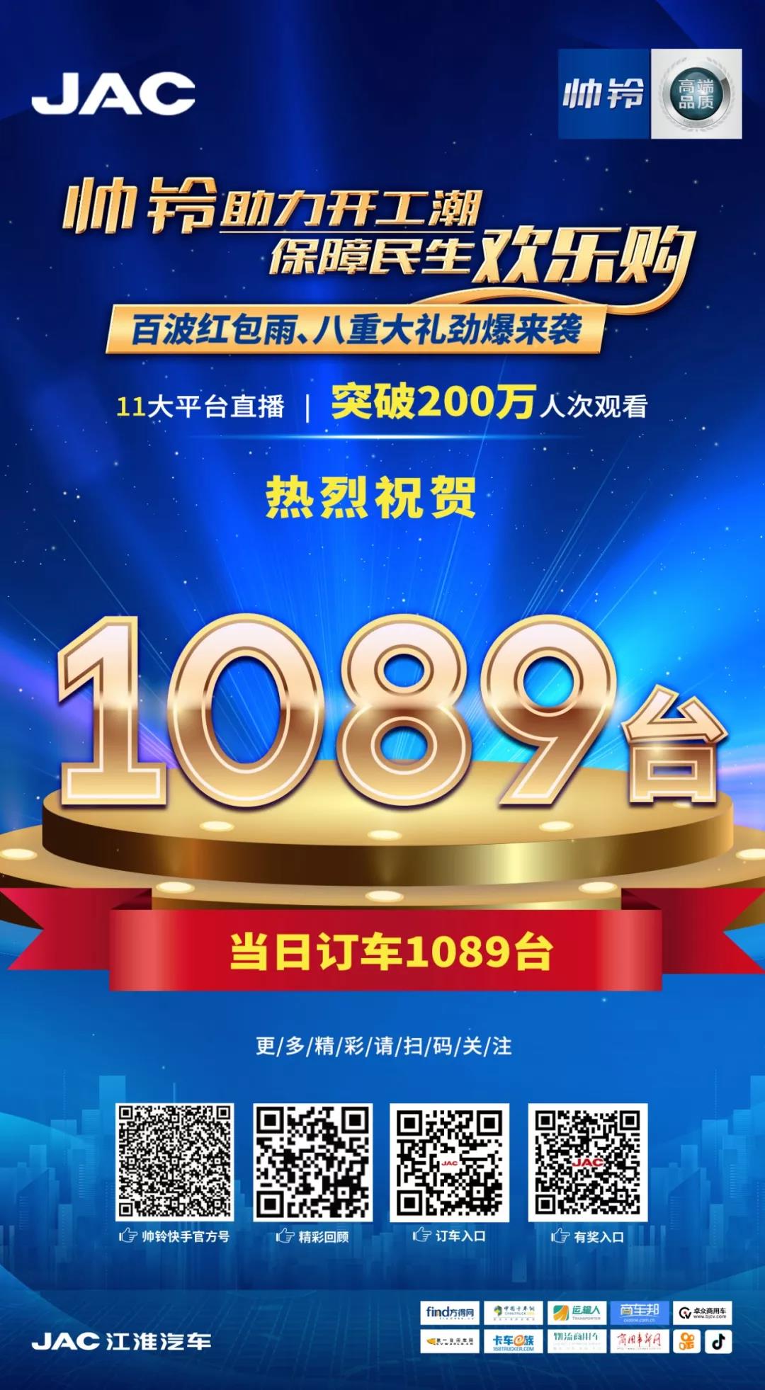 订车1089台!帅铃助力开工潮,直播欢乐购活动圆满举办! - 第1张 - 提加商用车网 订车1089台!帅铃助力开工潮,直播欢乐购活动圆满举办! - 第1张