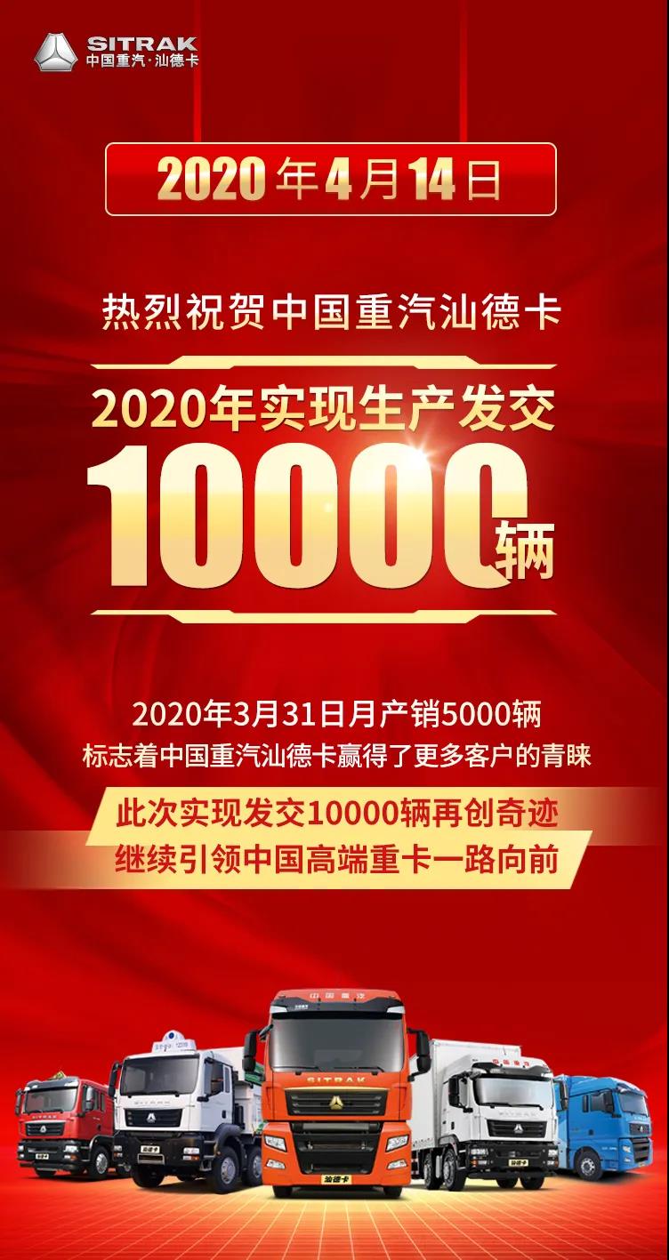 开门红，中国重汽汕德卡2020年实现生产发交10000辆 - 第1张