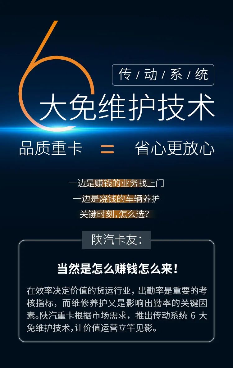 陕汽重卡｜传动系统6大免维护技术，品质重卡=省心更放心 - 第1张