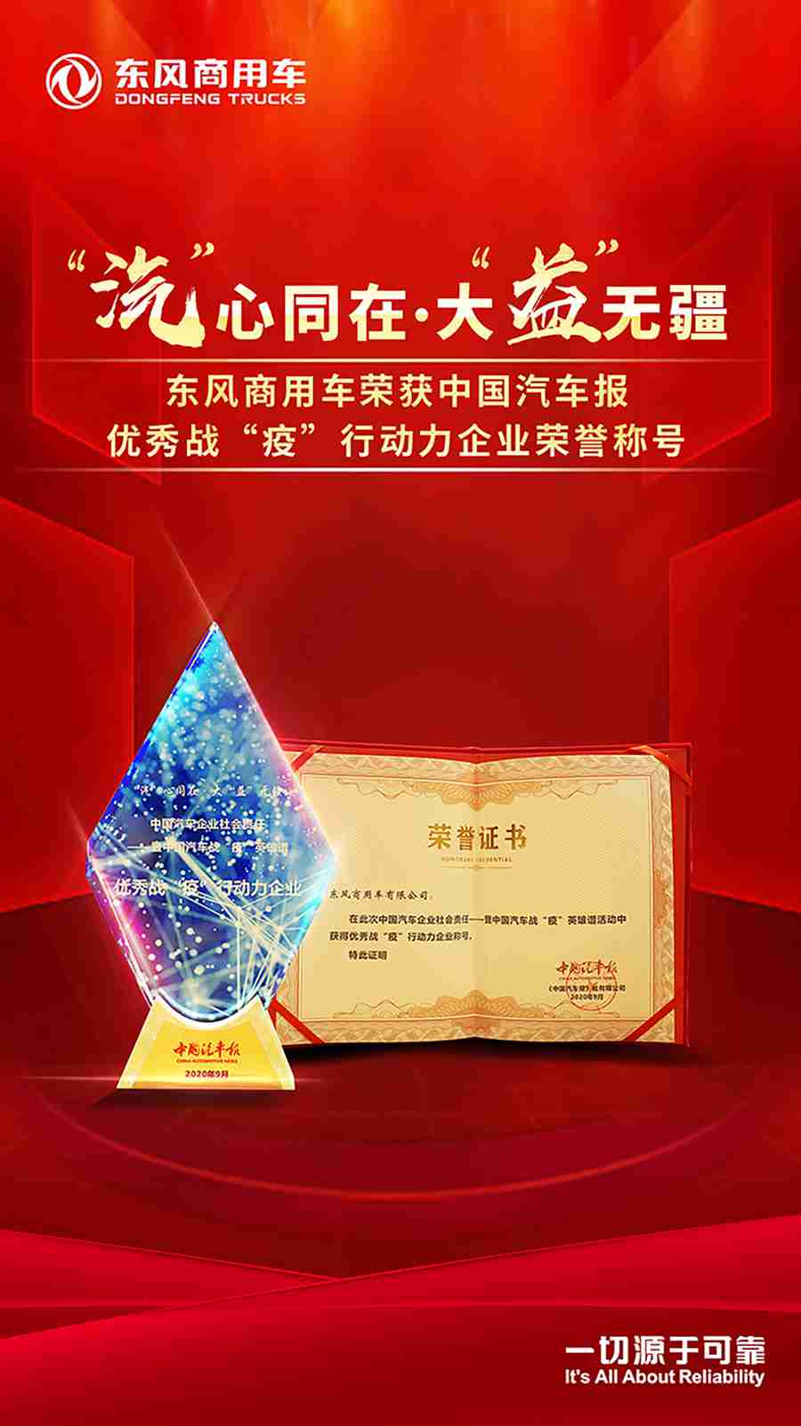 东风商用车荣获优秀战“疫”行动力企业光荣称号 - 第1张 - 提加商用车网 东风商用车荣获优秀战“疫”行动力企业光荣称号 - 第1张