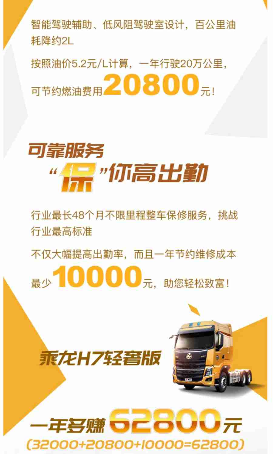 乘龙H7轻奢版，让你一年多赚62800元! - 第3张