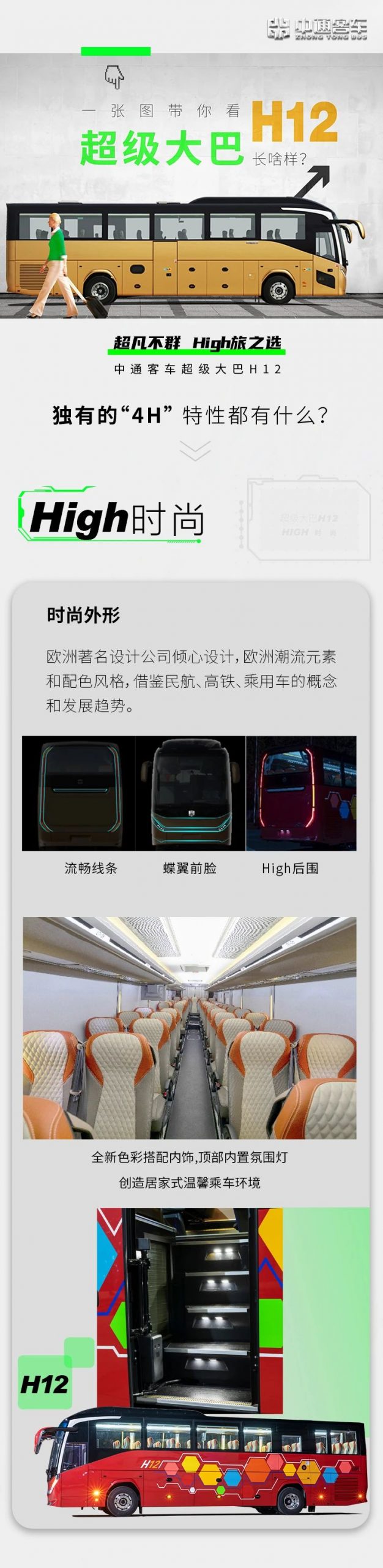超级大巴有哪些特性？一张图带你看懂中通客车超级大巴H12 - 第1张