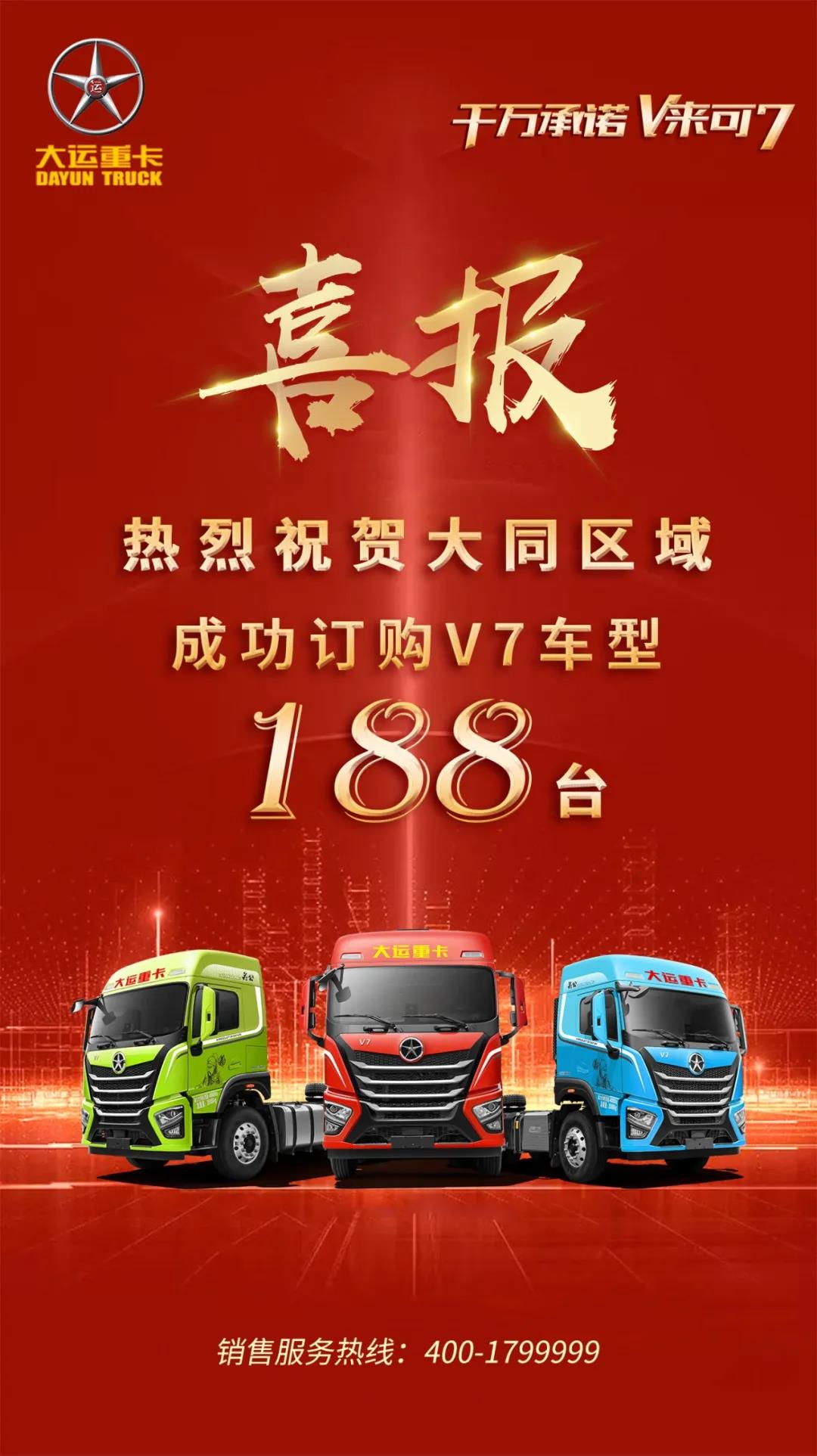 喜报！热烈祝贺大同区域成功订购V7车型188台 - 第1张