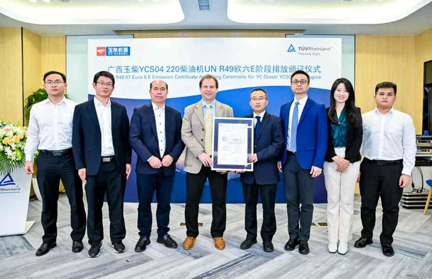 玉柴获得中国首张欧六E阶段排放证书