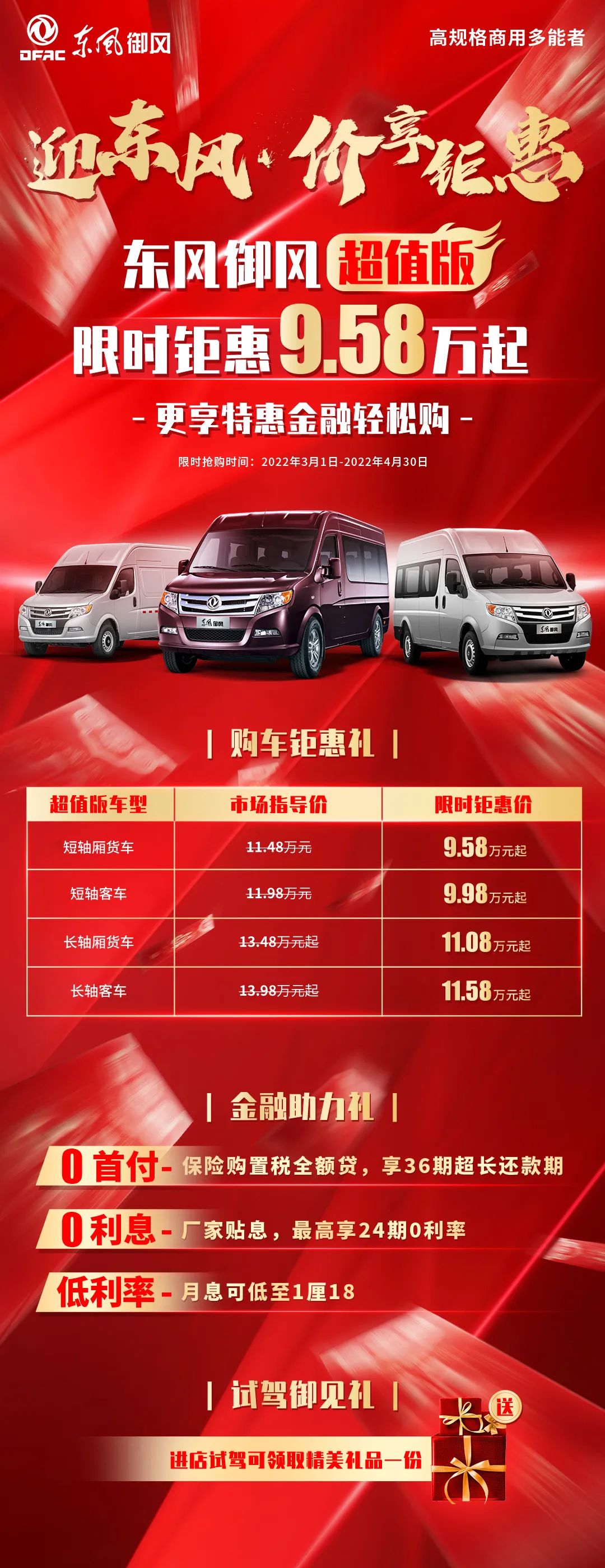9.58万起！东风御风超值版限时钜惠，特惠金融轻松购 - 第1张