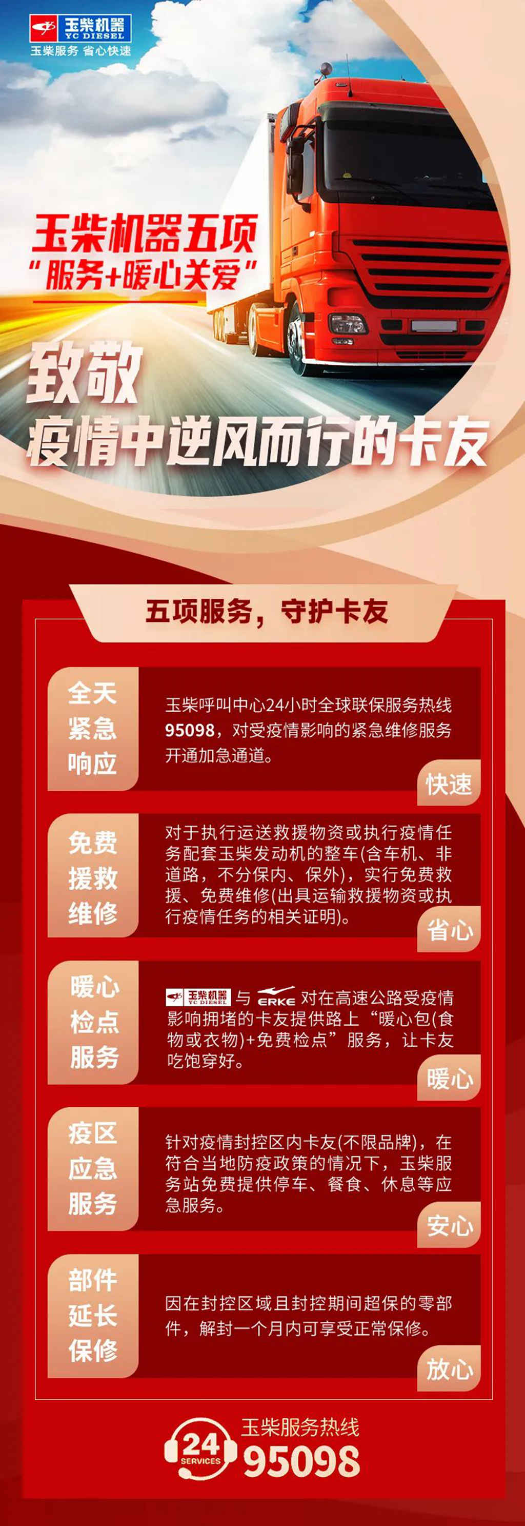 兄弟，有我！玉柴五项服务守护疫情中逆风而行的卡友 - 第1张