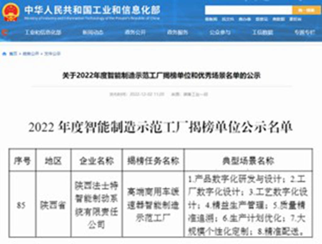 法士特又一工厂入选2022年度智能制造示范工厂 - 第1张 - 提加商用车网 法士特又一工厂入选2022年度智能制造示范工厂 - 第1张