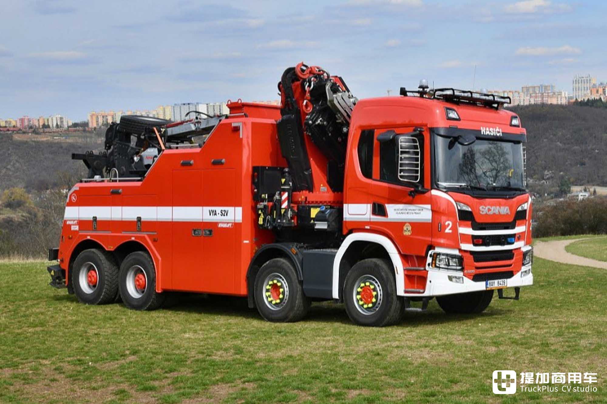 8x6驱动，配随车吊+奥地利安普清障上装，斯堪尼亚G 500重型救援车实拍