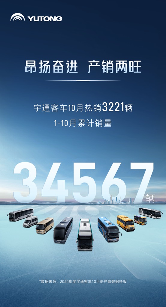 34567辆！2024年1-10月宇通客车销量同比增长21.19% - 第2张