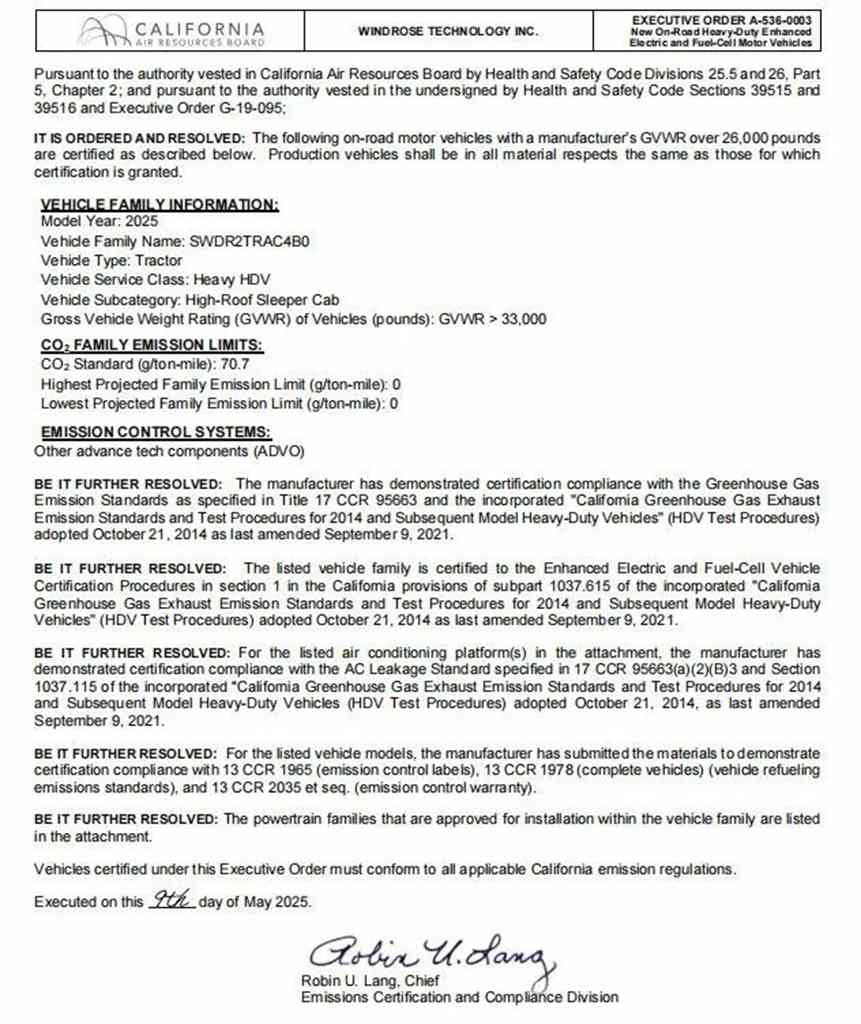 苇渡Windrose纯电重卡获美国EPA与CARB双认证,2026年开启北美交付 - 第4张 - 提加商用车网 苇渡Windrose纯电重卡获美国EPA与CARB双认证,2026年开启北美交付 - 第4张