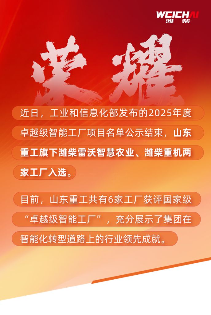 祝贺!山东重工潍柴又添卓越级智能工厂 - 第1张 - 提加商用车网 祝贺!山东重工潍柴又添卓越级智能工厂 - 第1张