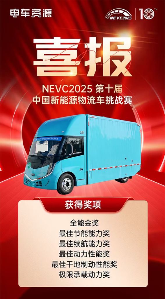 喜报| NEVC 2025中国新能源商用车挑战赛,庆铃铃坤获全能金奖、最佳干地制动性能奖、极限承载动力奖等共6项大奖 - 第1张 - 提加商用车网 喜报| NEVC 2025中国新能源商用车挑战赛,庆铃铃坤获全能金奖、最佳干地制动性能奖、极限承载动力奖等共6项大奖 - 第1张