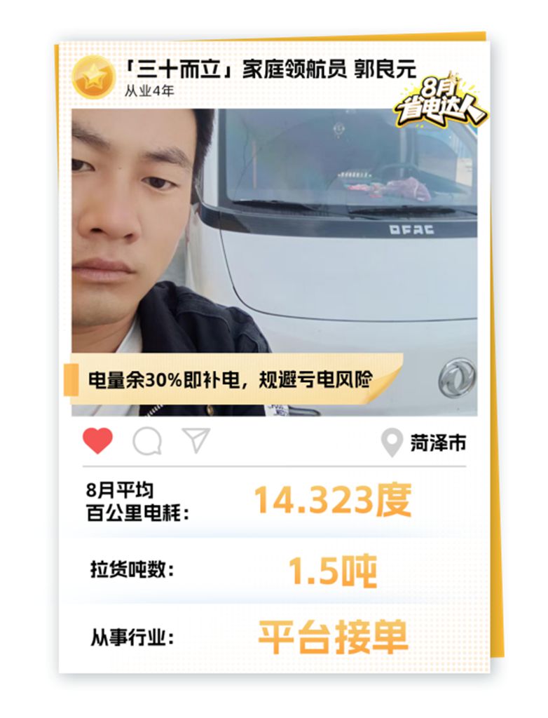 三十而立,为爱续航:东风睿立达车主郭良元的省电哲学 - 第1张 - 提加商用车网 三十而立,为爱续航:东风睿立达车主郭良元的省电哲学 - 第1张