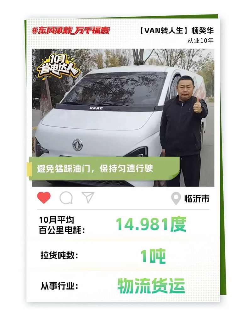 东风睿立达省电达人故事系列(八)“VAN”转人生:从油转电 杨癸华的“经济小账本” - 第1张 - 提加商用车网 东风睿立达省电达人故事系列(八)“VAN”转人生:从油转电 杨癸华的“经济小账本” - 第1张