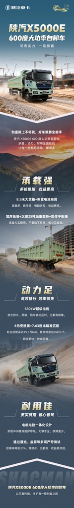 【产品竞速】陕汽X5000E 600度大功率自卸车，可靠实力，一路稳赢 - 第1张