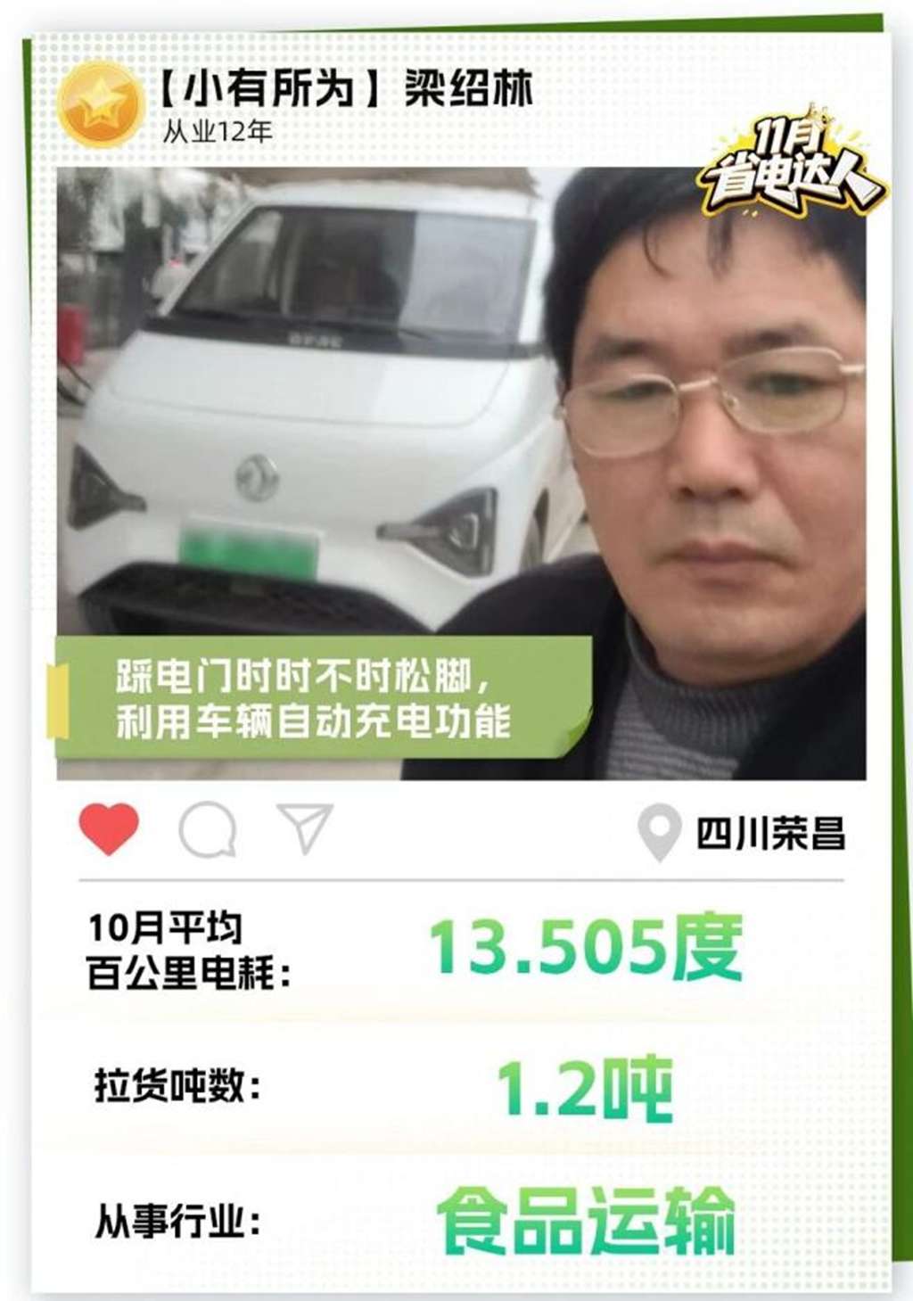 东风睿立达省电达人故事系列十二丨小有可为:回归初心,自在由我 - 第1张 - 提加商用车网 东风睿立达省电达人故事系列十二丨小有可为:回归初心,自在由我 - 第1张
