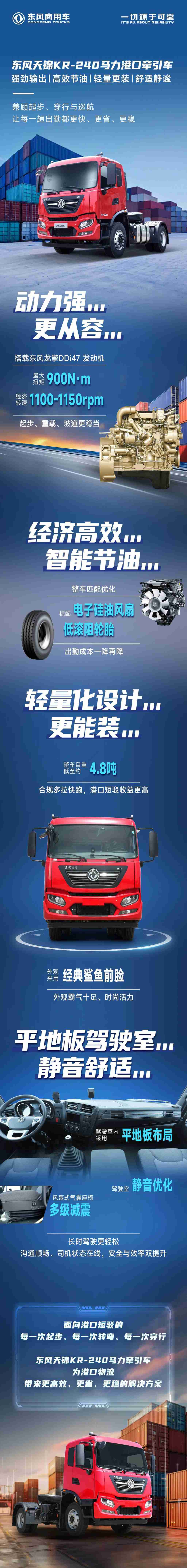 东风天锦KR-240马力港口牵引车，强劲输出，高效节油！ - 第1张