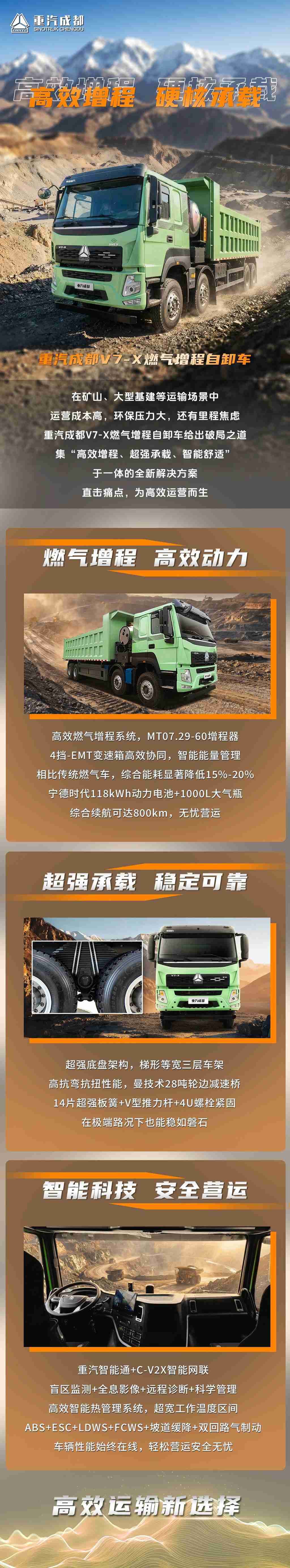 高效增程，硬核承载，重汽成都V7-X燃气增程自卸车！ - 第1张