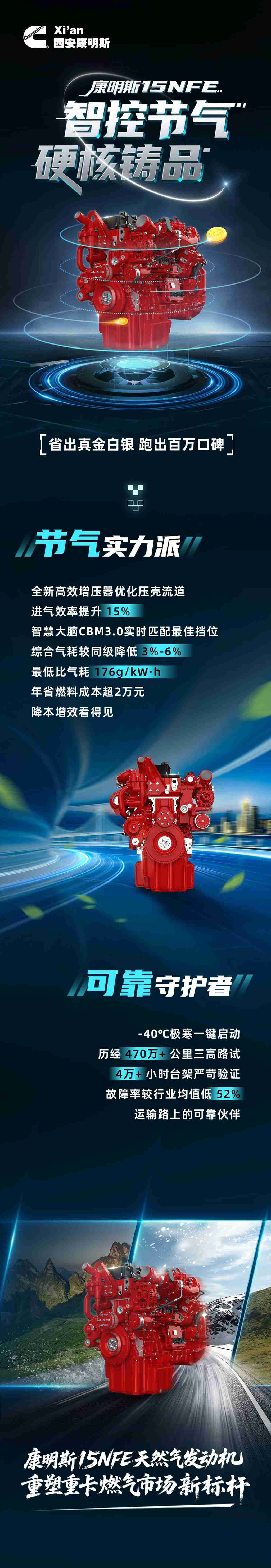 【明星产品】硬核守护，全程可靠！康明斯15NFE发动机，“智控节气”省出真金白银 - 第1张