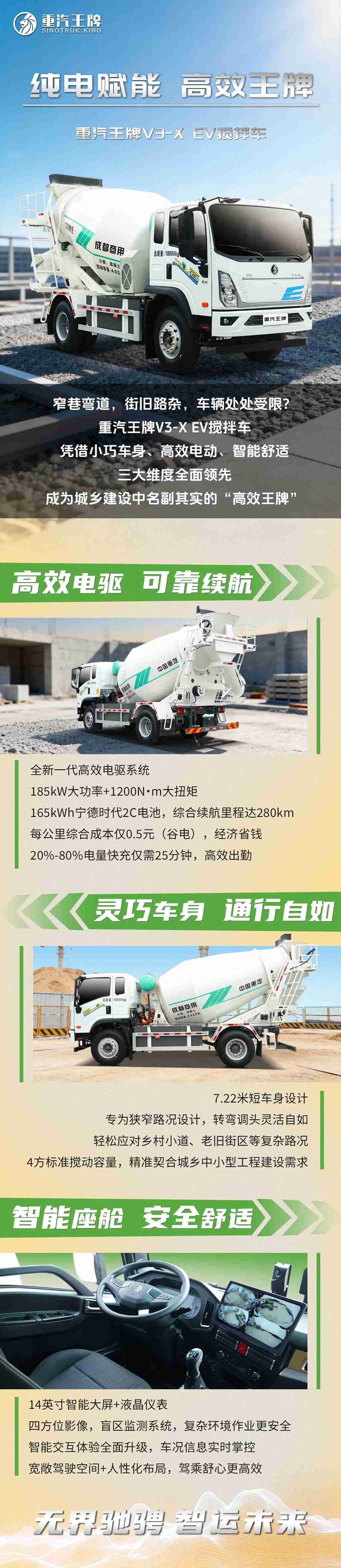 纯电赋能，高效王牌，重汽王牌V3-X EV搅拌车！ - 第1张