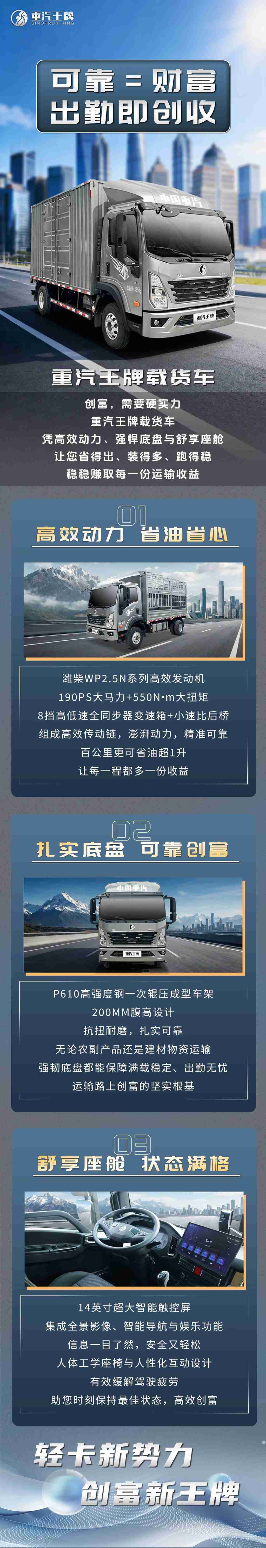 可靠＝财富，出勤即创收，重汽王牌载货车！ - 第1张