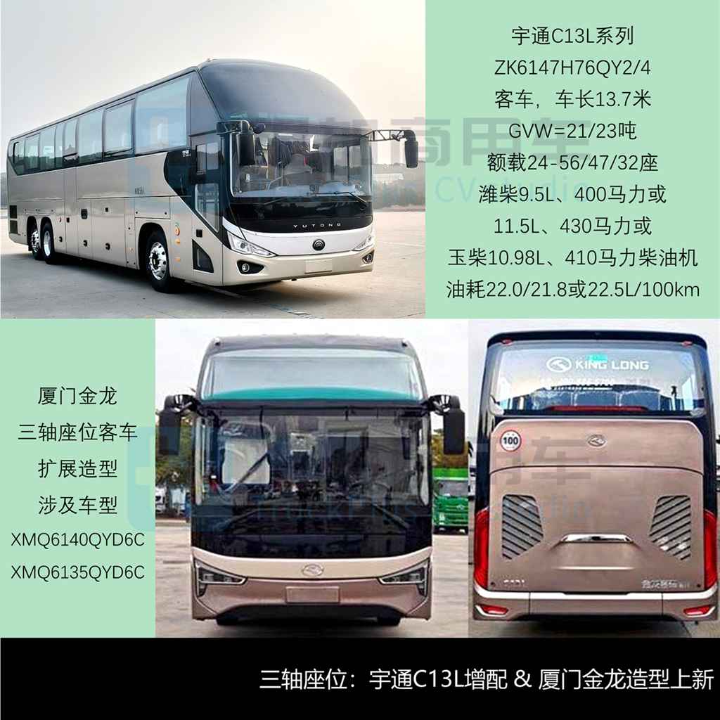 弗迪电池完成“三龙”全配套，宇通C13L大三轴抢眼，工信部第404批新品公示之M类客车篇 - 第10张