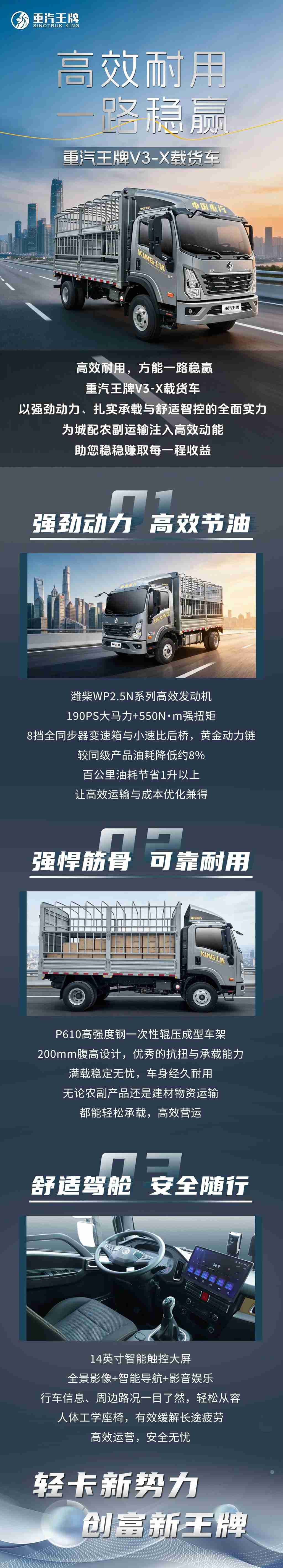 高效耐用，一路稳赢，重汽王牌V3-X载货车！ - 第1张