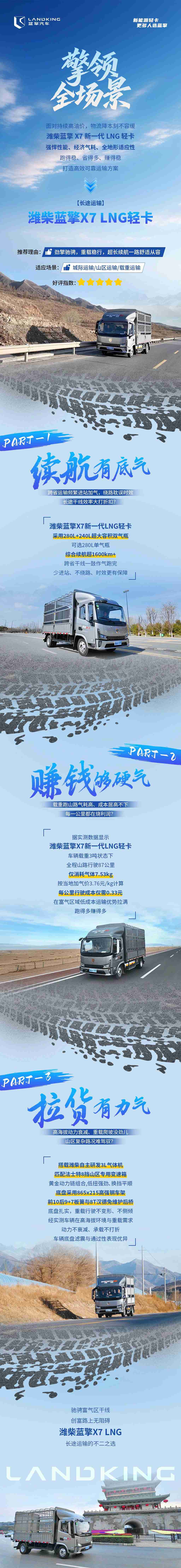 【擎领全场景】潍柴蓝擎X7 LNG轻卡-气贯长途，实力制胜！ - 第1张