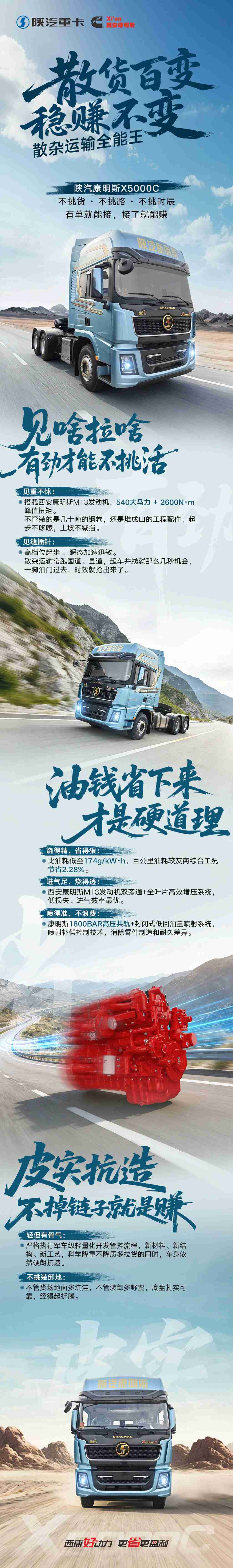 【明星产品】散货运输不挑活！陕汽康明斯X5000C+西安康明斯M13，接单就是赚 - 第1张