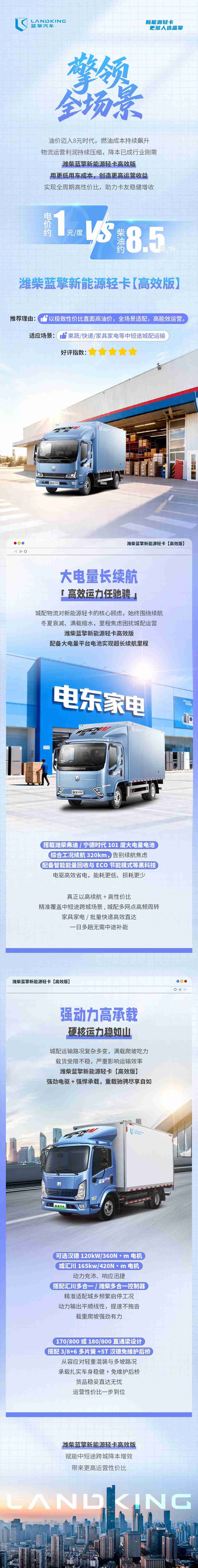 【擎领全场景】潍柴蓝擎新能源轻卡高效版助力中短途跨城转运降本增效！ - 第1张