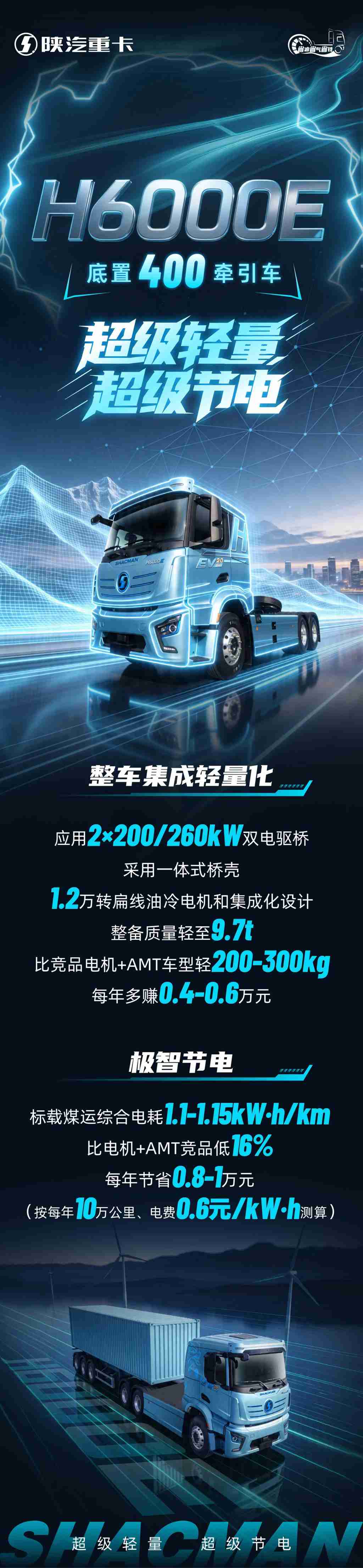 【极智云桥】H6000E 底置 400牵引车 超级轻量 超级节电 - 第1张
