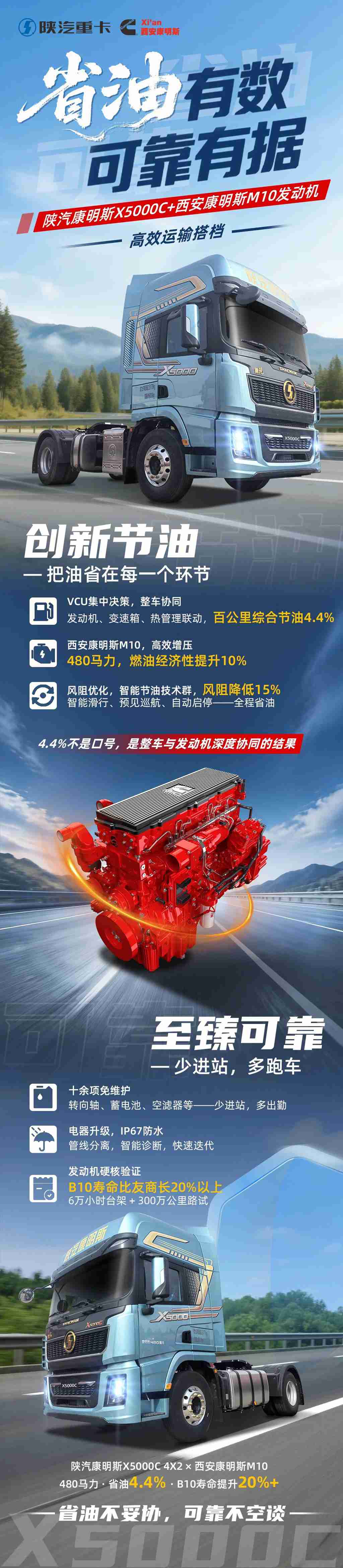 【明星产品】陕汽康明斯X5000C+西安康明斯M10，省油有数，可靠有据，高效运输实力派！ - 第1张