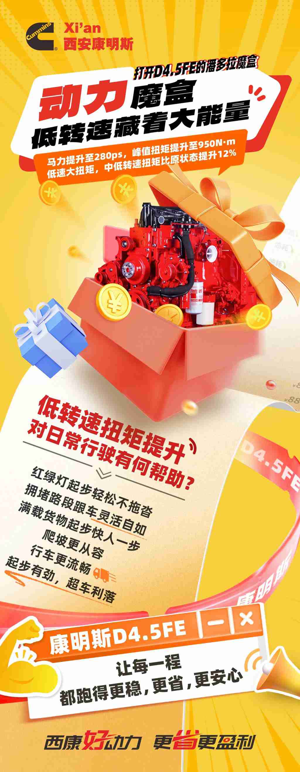 【明星产品】潘多拉魔盒解锁动力密码！康明斯D4.5FE低转速大扭矩，起步有劲、运输效率再升级！ - 第1张