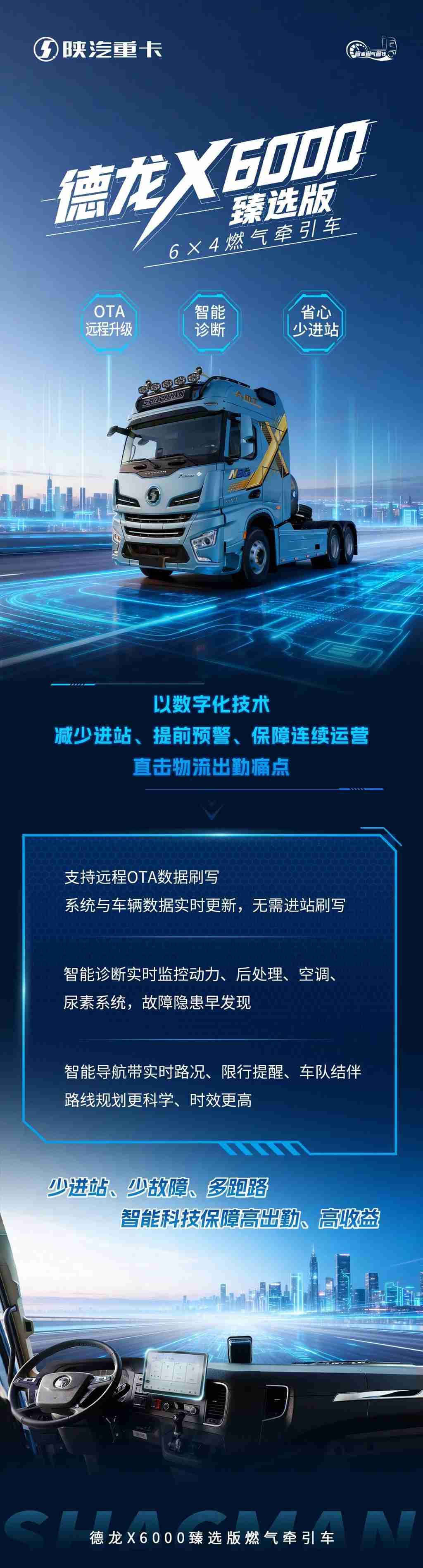 【X领征途】德龙X6000臻选版6×4燃气牵引车｜OTA远程升级 智能诊断 省心少进站 - 第1张