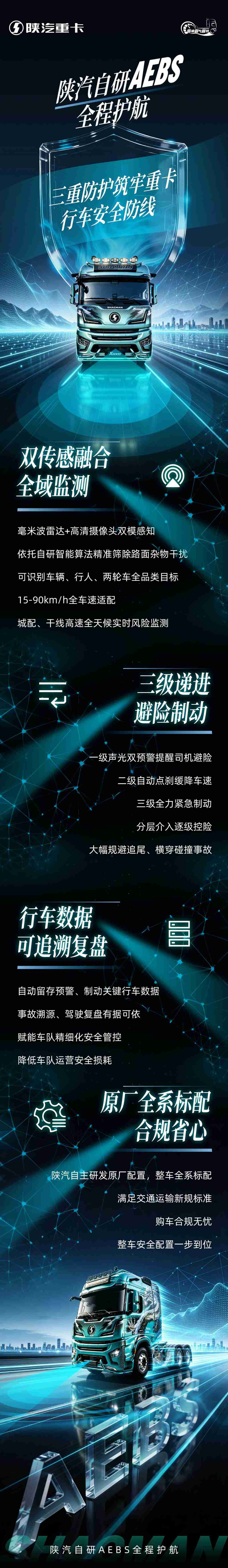 陕汽自研AEBS全程护航 三重防护筑牢重卡行车安全防线 - 第1张