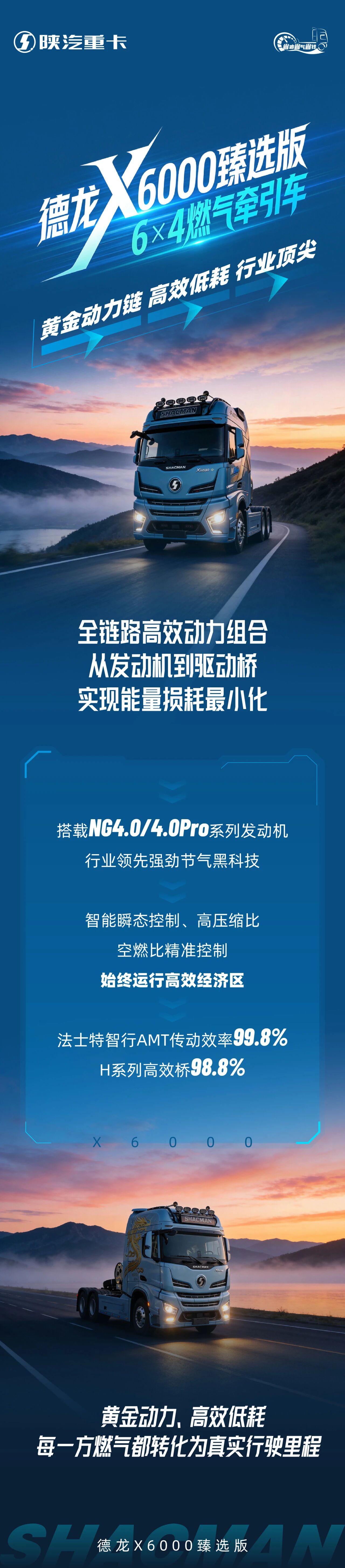 【X领征途】德龙X6000臻选版6×4燃气牵引车｜黄金动力链 高效低耗 行业顶尖 - 第1张
