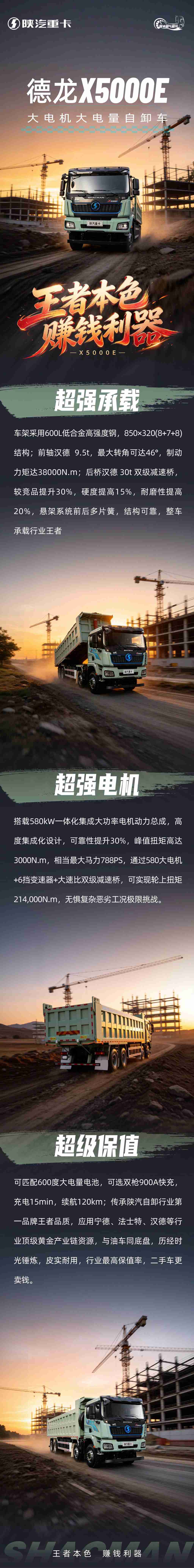 【明星产品】德龙 X5000E 大电机大电量自卸车 王者本色 赚钱利器！ - 第1张
