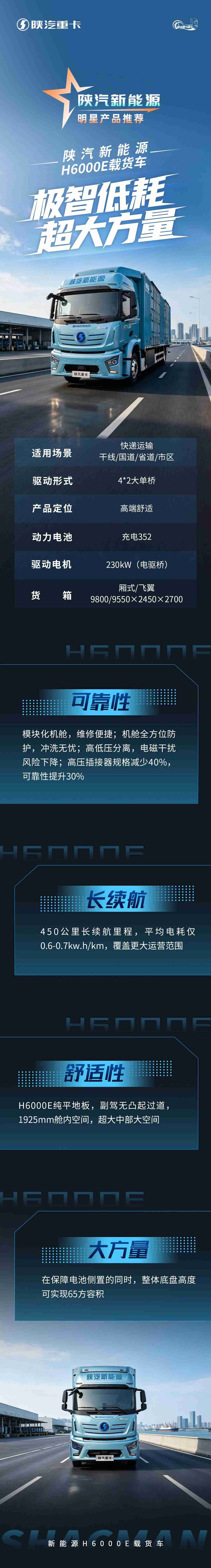 【明星车型】陕汽新能源H6000E载货车 极智低耗 超大方量 - 第1张