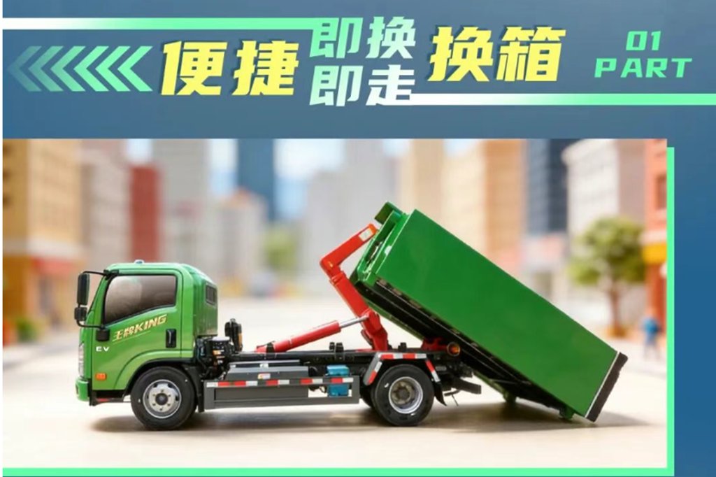 便捷换箱，即换即走，高效清运不间断，重汽王牌V1-X EV勾臂式垃圾车！ - 第4张