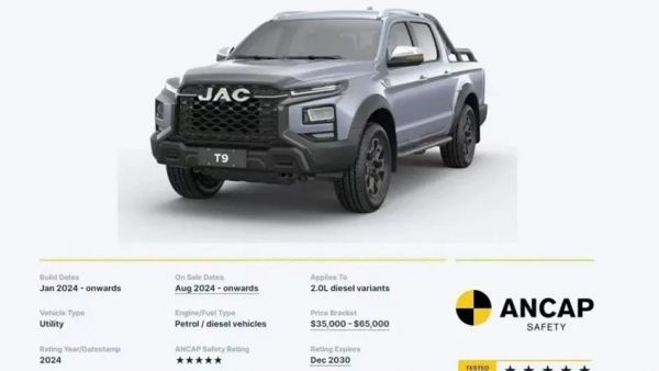 【献礼60周年】最高荣誉，五星认证 江准T9皮卡赢得澳洲ANCAP安全测试机构五星安全评级